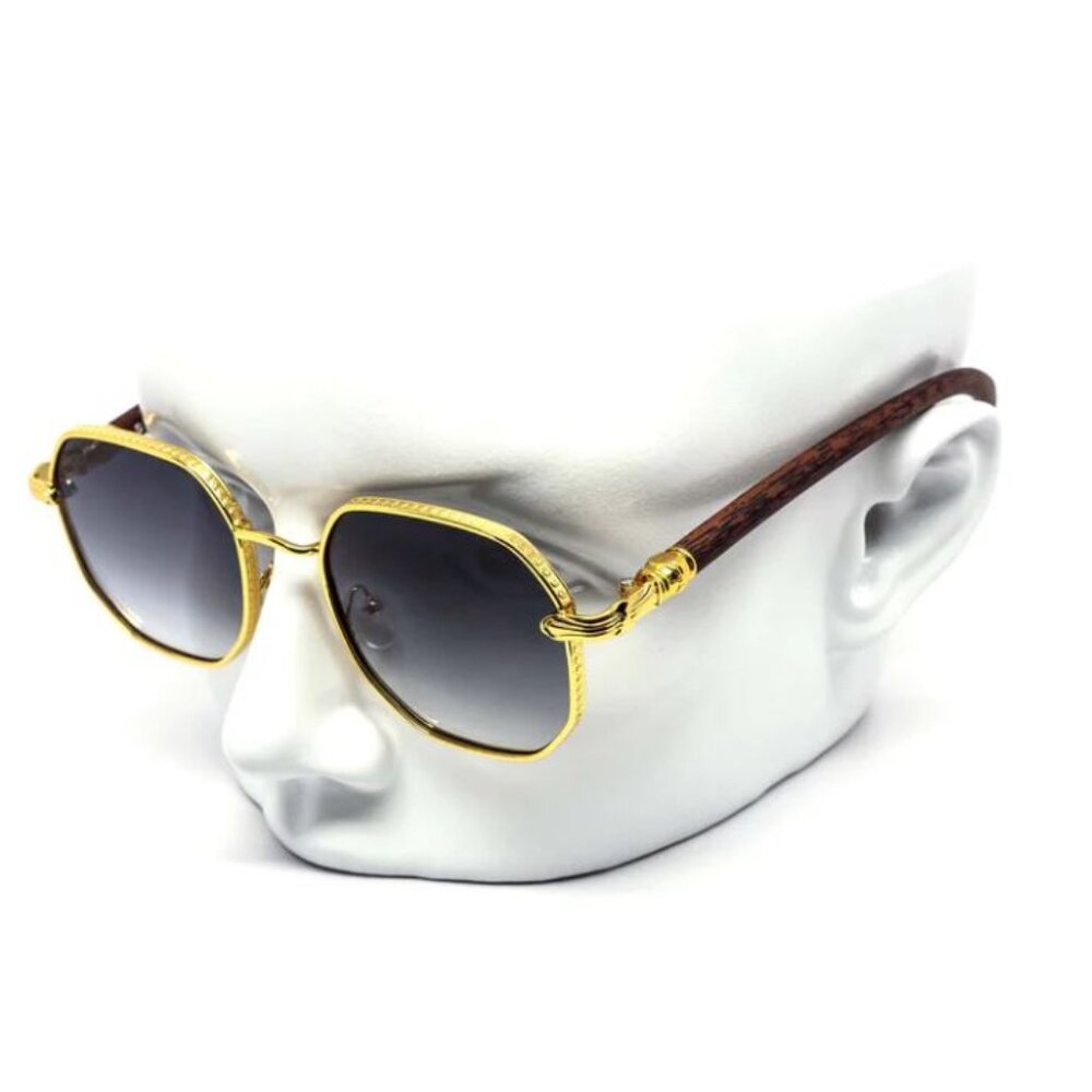 Men‎ Sunglasses Black Lens Fashion Retro Shades Gold Metal Hip Hop Lentes Gafas